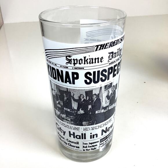 Set of 4 Spokane Daily Chronicle Spokesman Review Newspapers Vtg Bar Glasses - Picture 9 of 12
